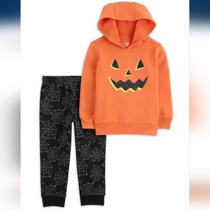 Carter's Child of Mine Toddler Halloween Pumpkin Hoodie & Joggers Set - Size 3T